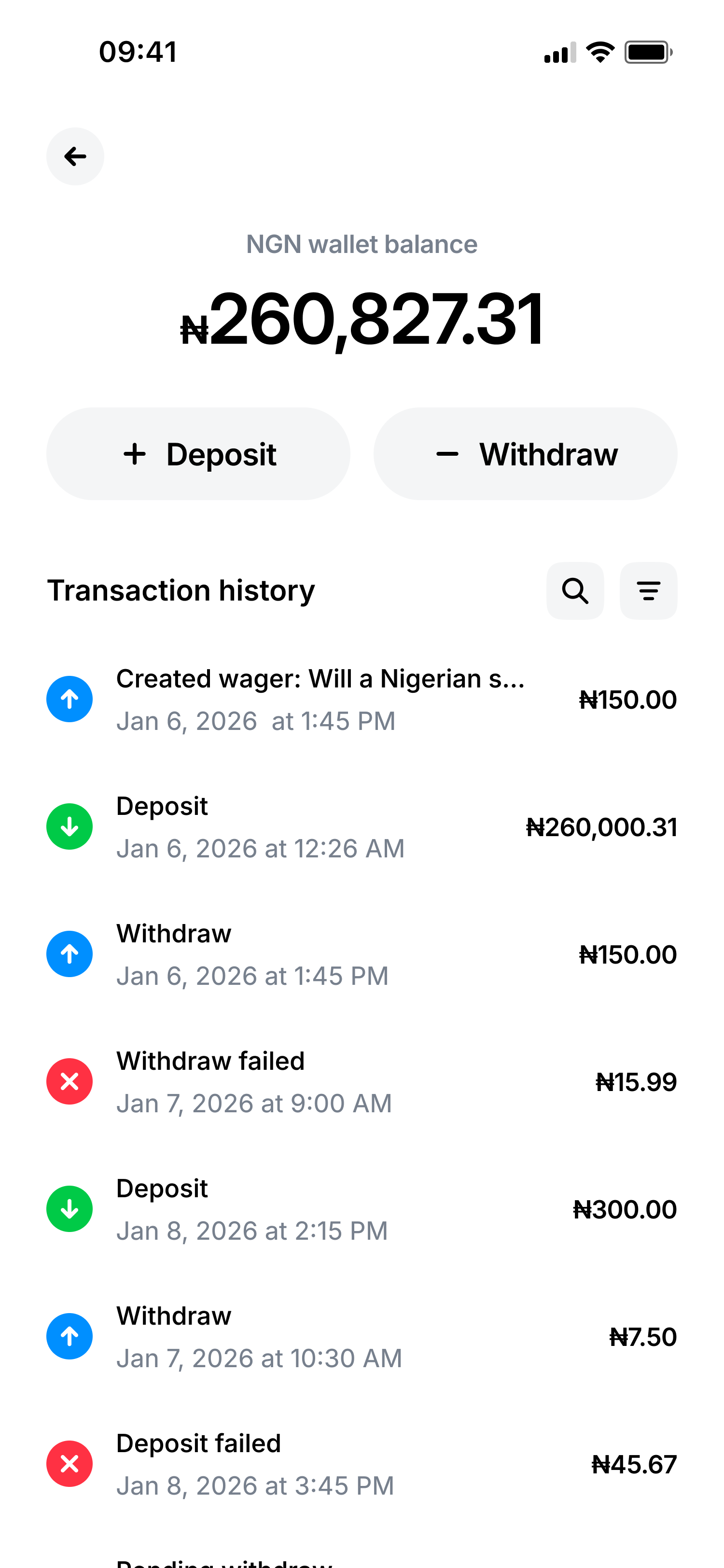 Bayse Market - wallet balance